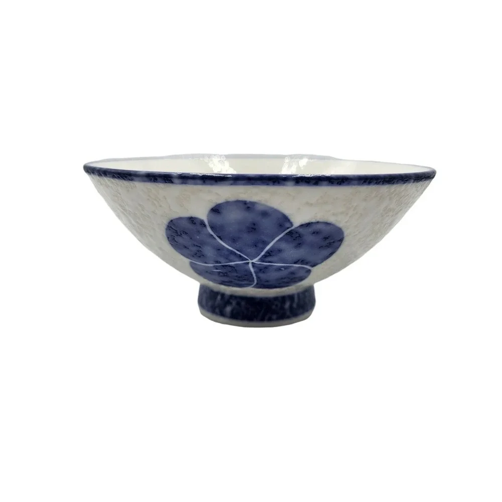 Vintage Japanese Textured Floral Porcelain Farmhouse Boho Rice Dish Trinket Bowl